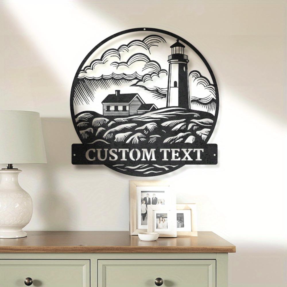 Durable Coastal Lighthouse Metal Sign Nautical Wall Art Beach House Garden Decor