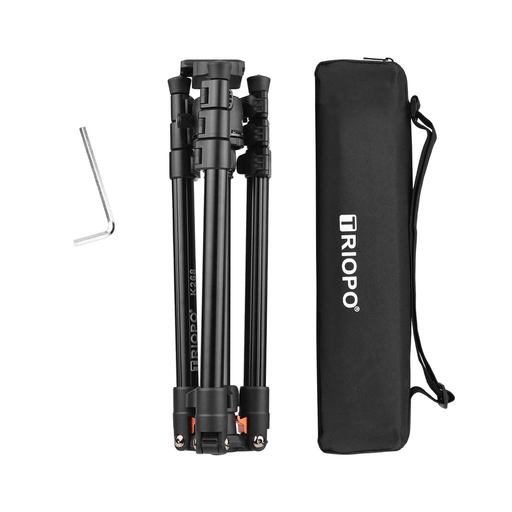 TRIOPO K268 Portable Photography Tripod Stand Aluminum Alloy 360 Degrees Panorama Ball Head 162cm 63.8in Max. Height