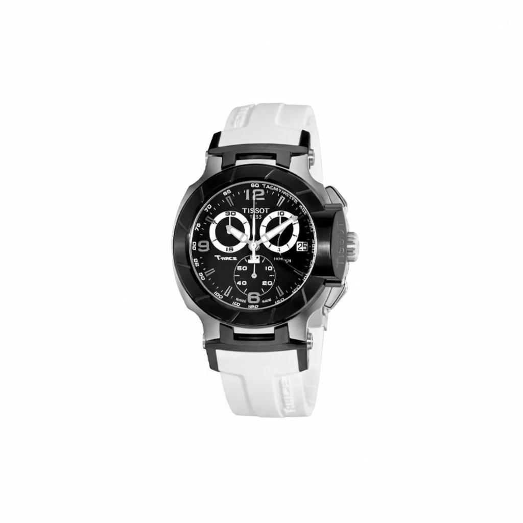 Tissot Serie Racing movimento al quarzo cronografo a tre contatori multifunzione orologio nero quadrante nero cassa in acciaio inossidabile cinturino in gomma T048.417.27.057.05