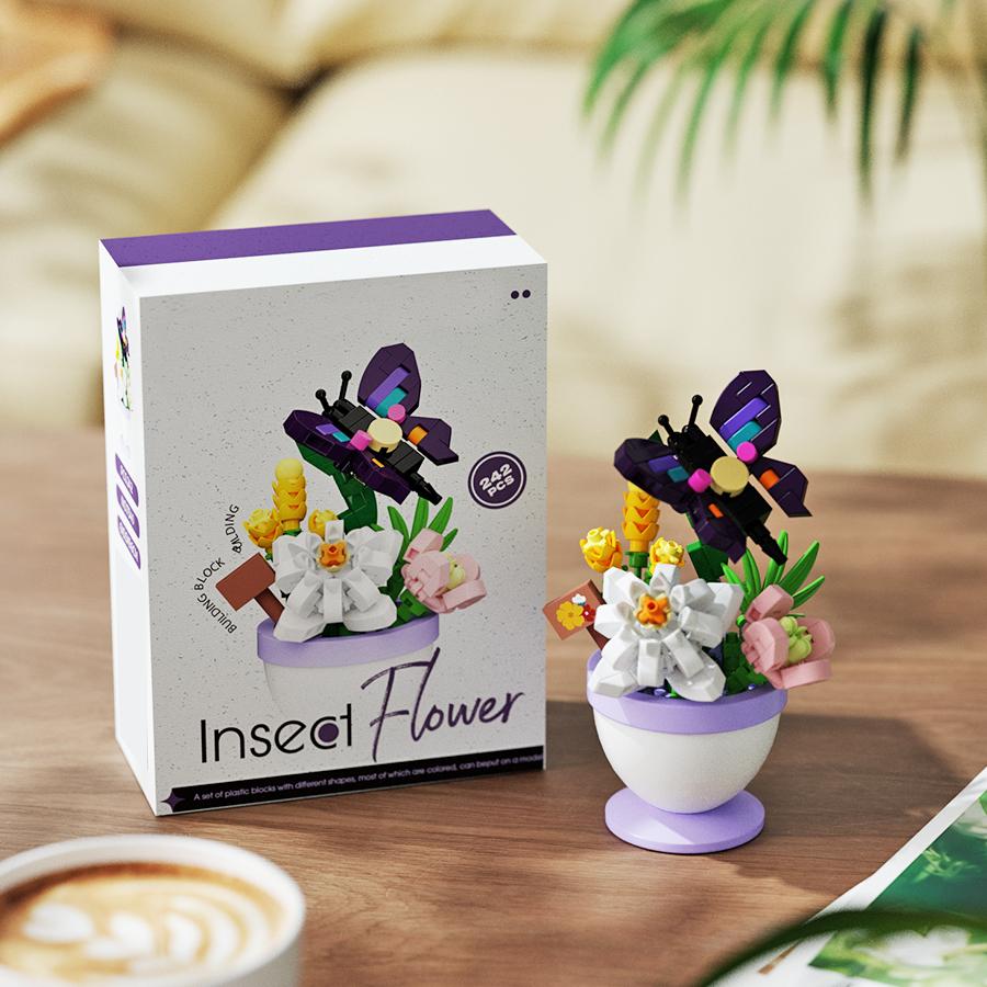 Potted Plant Assembly Blocks, Bees, Sunflowers, Animals, Insects, Plant Assembly Models, Children's Toys, Birthday Gifts