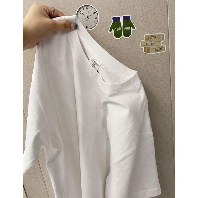 

200 г Тяжелая Унисекс Стрейч Хлопковая Футболка с Принтом Кошки - Летняя Свободного Кроя с Коротким Рукавом L