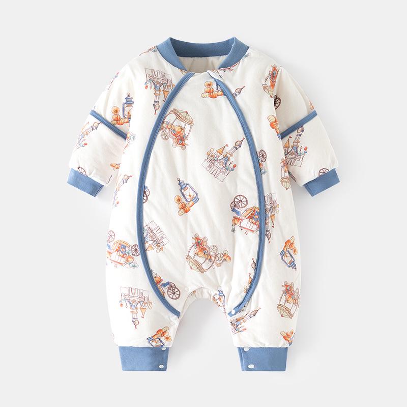 Newborn Anti-Kick Split Leg Sleeping Bag - Thick, Padded, and Zippered for Autumn and Winter