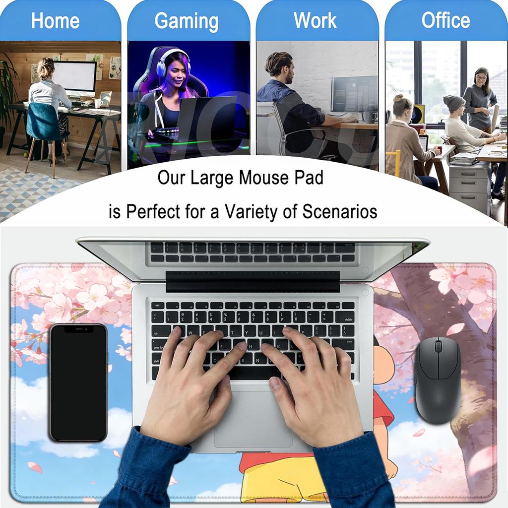 Anime Kawaii C-Crayon Shin-chan Pattern Mouse Pad Cute Cartoon Nonslip Rug Gaming Table Laptop Computer Keyboard Large Desk Mats