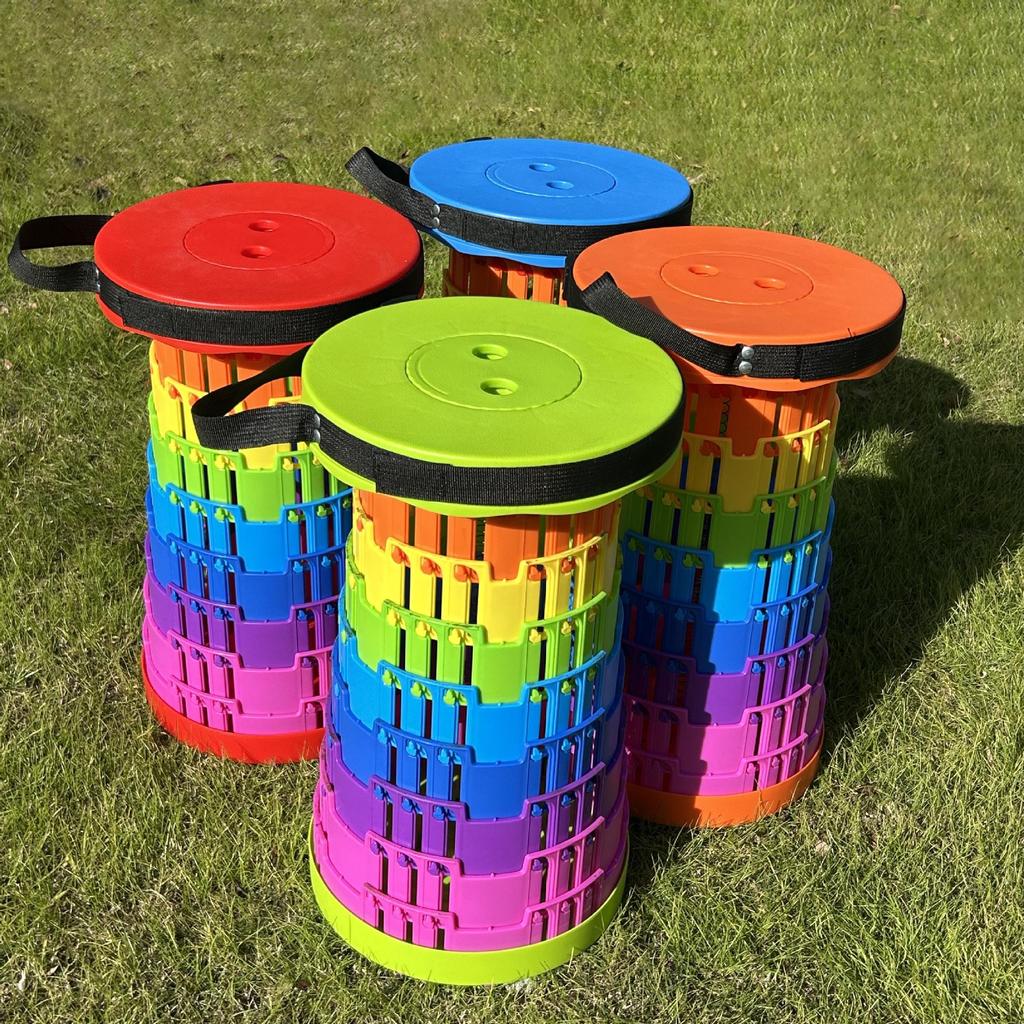 Collapsible Outdoor Travel Stool - Portable Adjustable Seat for Camping, Fishing, and Queuing