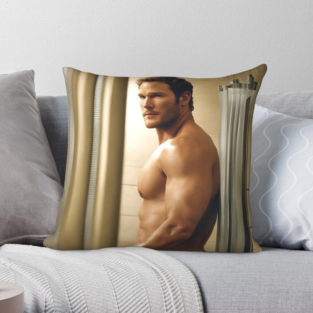 Chris Pratt Handsome Square Pillowcase Polyester Linen Velvet Pattern Zip Decorative Sofa Cushion Cover x