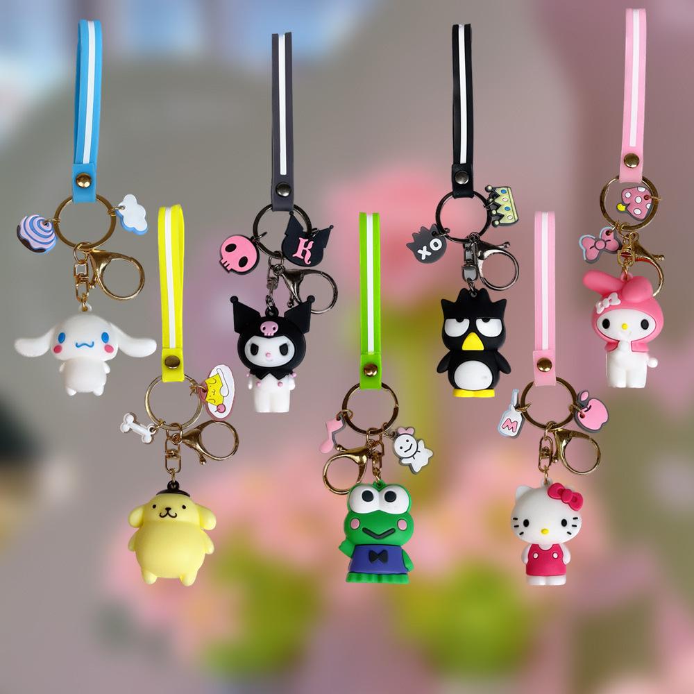 Anime Sanrio Hello Kitty Keychain Kawaii Keroppi Kuromi Car Key Ring Melody Cute Cinnamoroll Backpack Toys Girls Festival Gifts