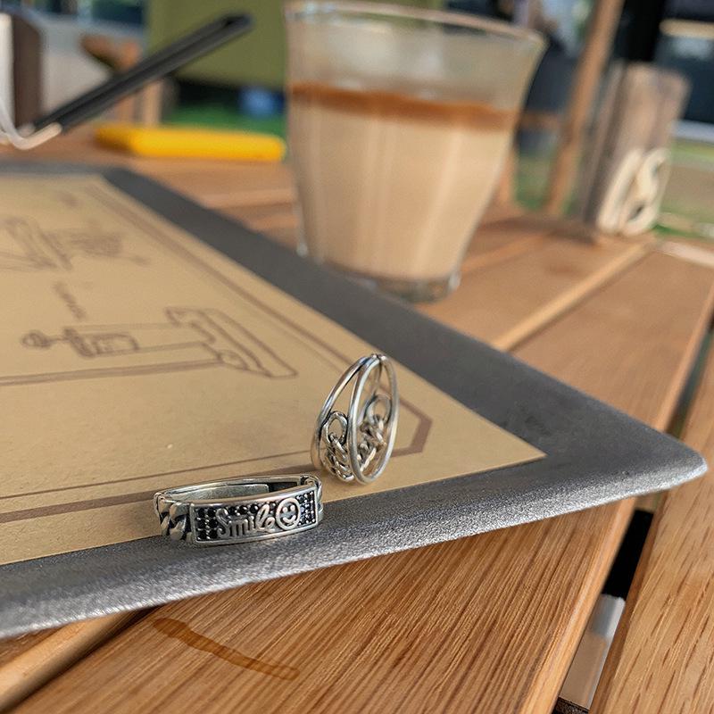 Korean-Japanese Retro Open Chain Ring for Women - Stylish Letter Design