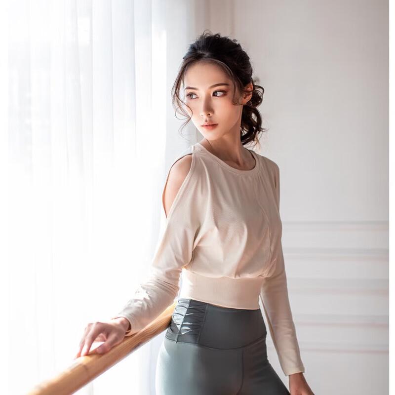 OEING Women's Off-Shoulder Long Sleeve Yoga & Fitness Top