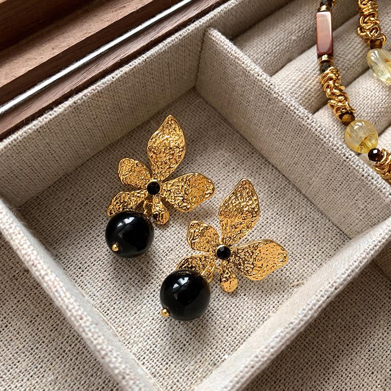 Maillard Tiger s Eye Petal Earrings Women s Retro Unique Temperament Earrings 925 Sterling Silver Needle Earrings