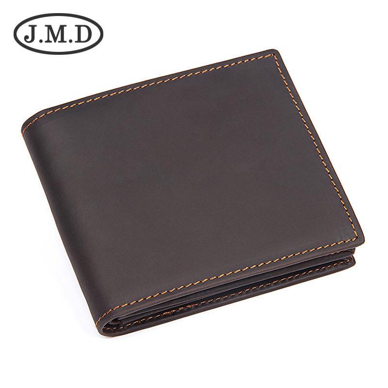 

Мужской кожаный кошелек Jiamida RFID Crazy Horse - подлинный короткий кошелек Brown and black crazy horse leather (non-RFID) чёрный/коричневый