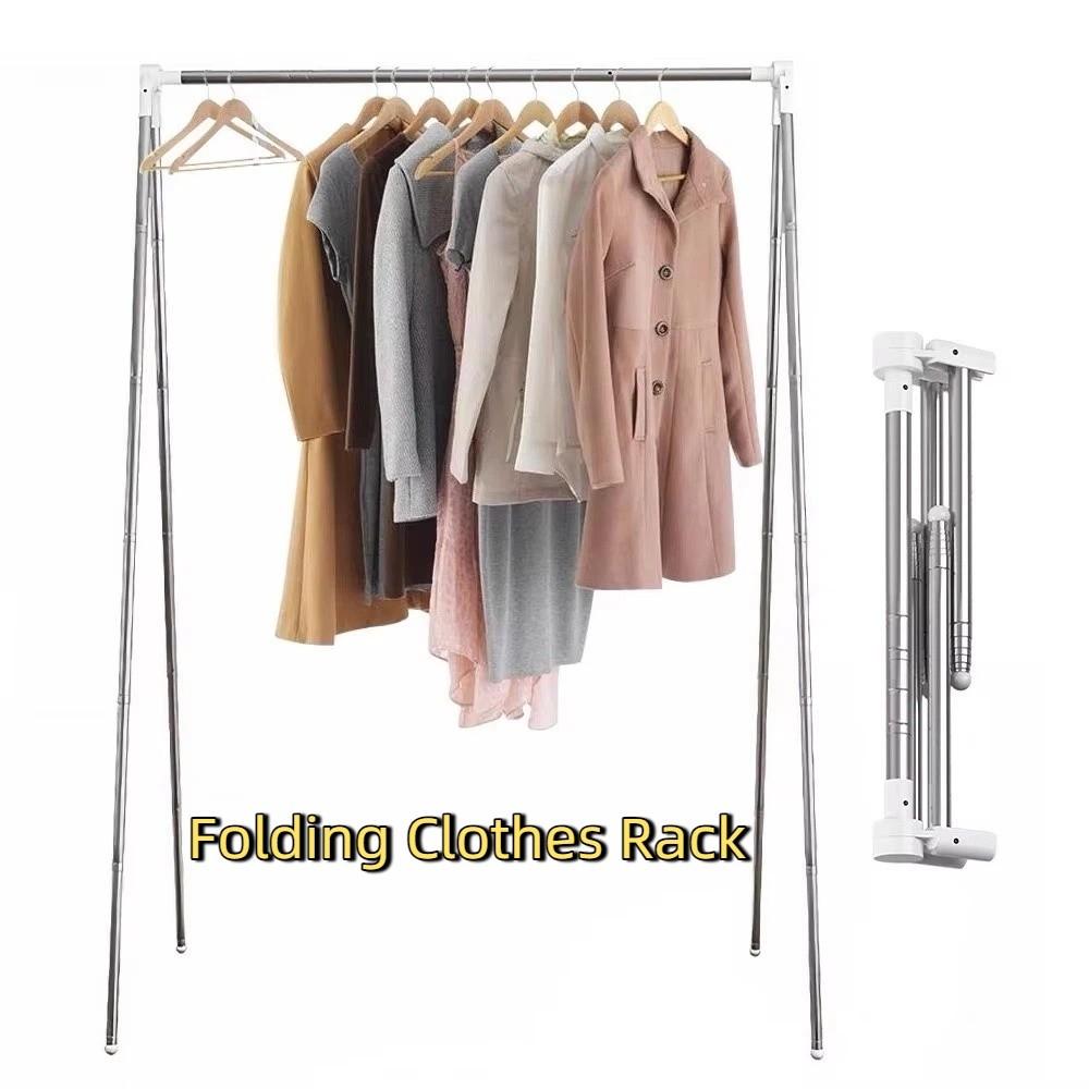 Adjustable Angle Folding Clothes Rack Stainless Steel Laundry Drying Rack Home Use