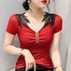Fashion New Summer Short Sleeve V-Neck Slim Women T-Shirt Women Tops Tees J383