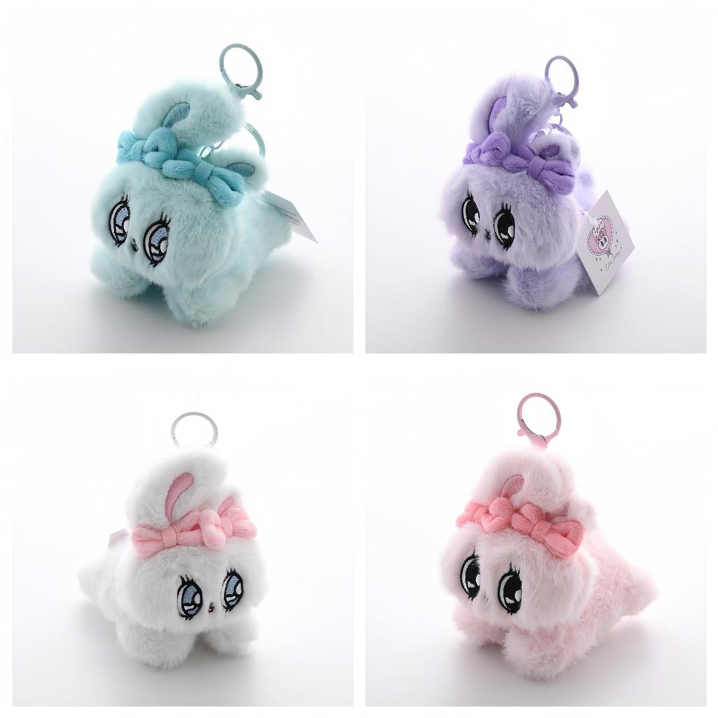 Adorable Big-Eyed Bunny Plush Toy Keychain - Coin Purse & Earphone Bag
