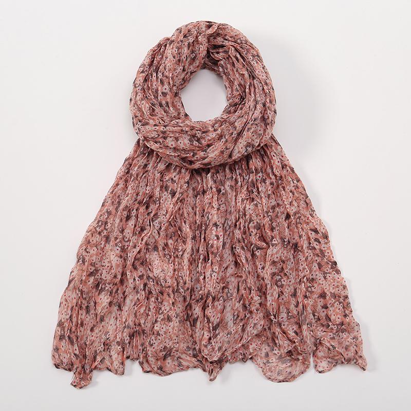 New Crinkle Floral Cotton Viscose Muslim Hijab Scarves For Women Long Shawl Headscarf Wrap Foulard Islam Turban Headband Bandana