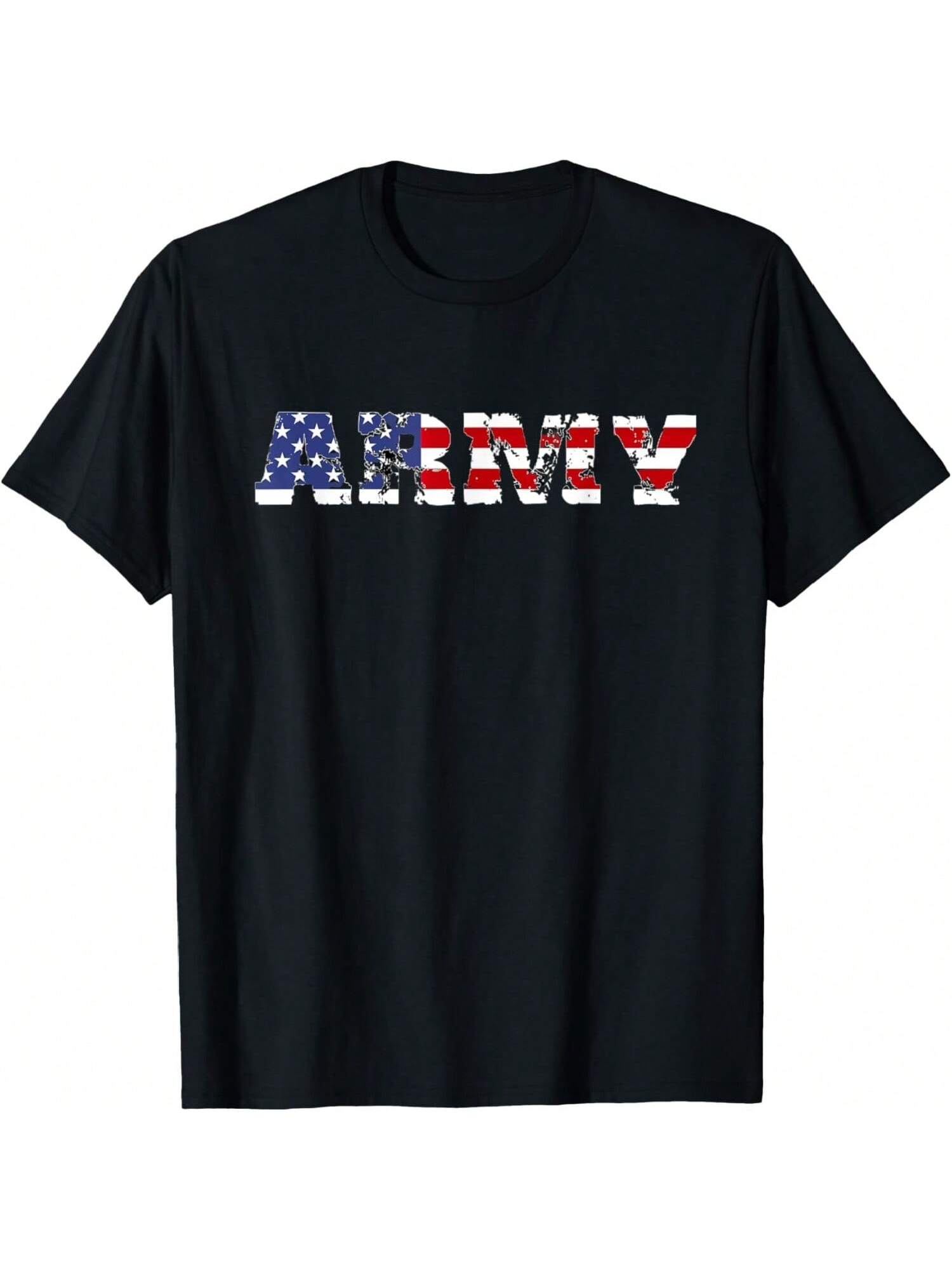 Army US Flag Pattern Distressed Font Rustic US Army US Flag T-Shirt S