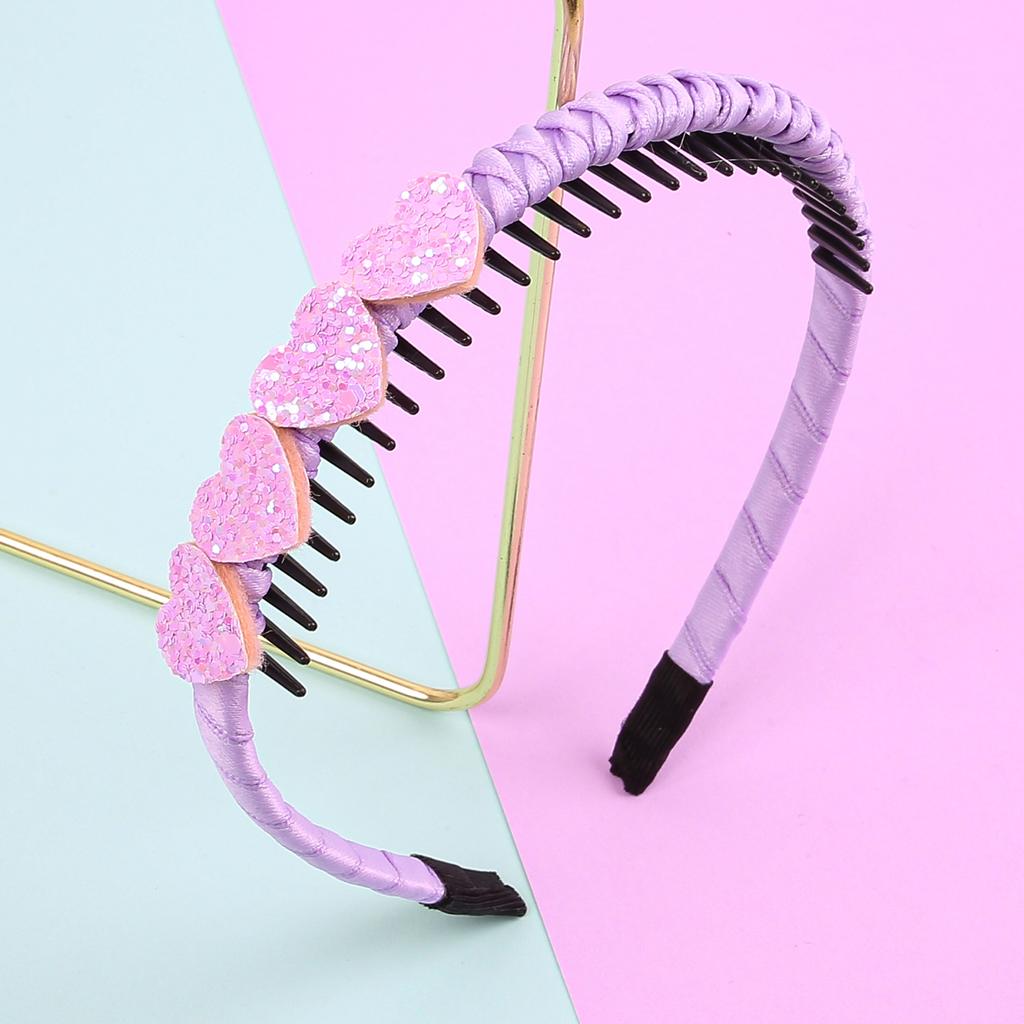 1/5PCS Glitter Heart Headbands Girls Sparkly Heart Shaped Headband Teeth Hairbands Children Kids Party School Hair Accessories