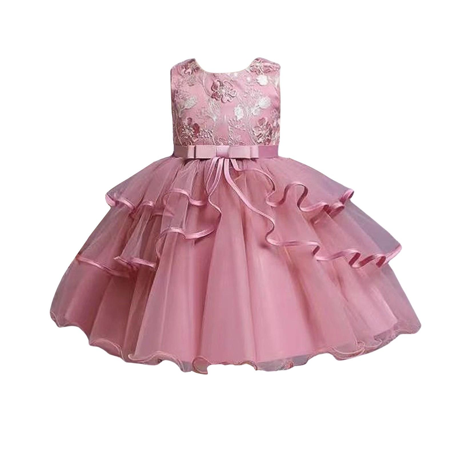 

Платье для девочек из кружева и тюля с вышивкой и бантом, вечернее платье принцессы 100 винный