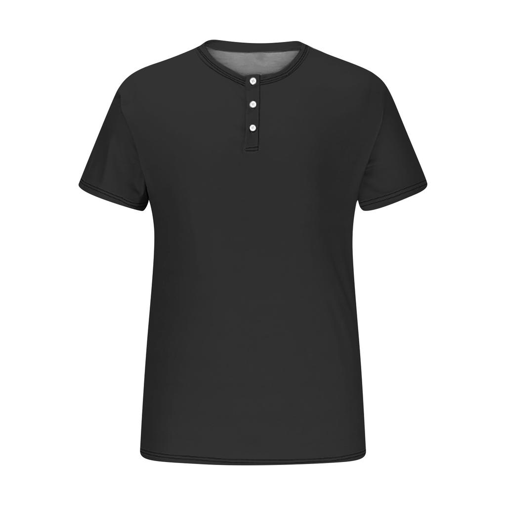 Vintage Summer Men's T-Shirt Streetwear 3 Buttons Open Fly Loose Clothing Print Short Sleeve T-Shirt
