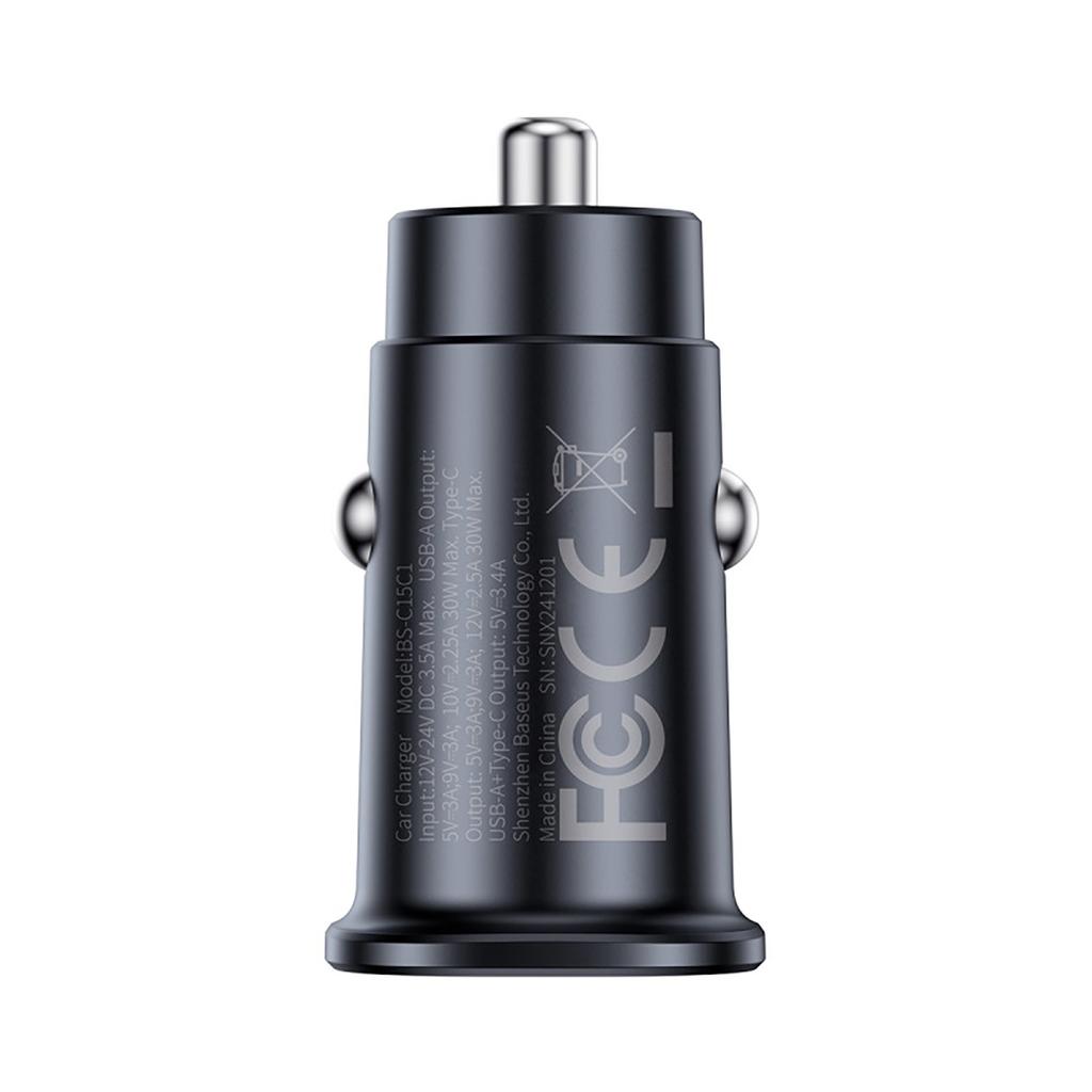 Ładowarka samochodowa 2 x USB-C 30W - czarna