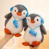 25/35cm New Simulation Penguin Doll with Headphones Plush Toy Cartoon Anime Cute Pillow for Children's Birthday Gift Fun Doll