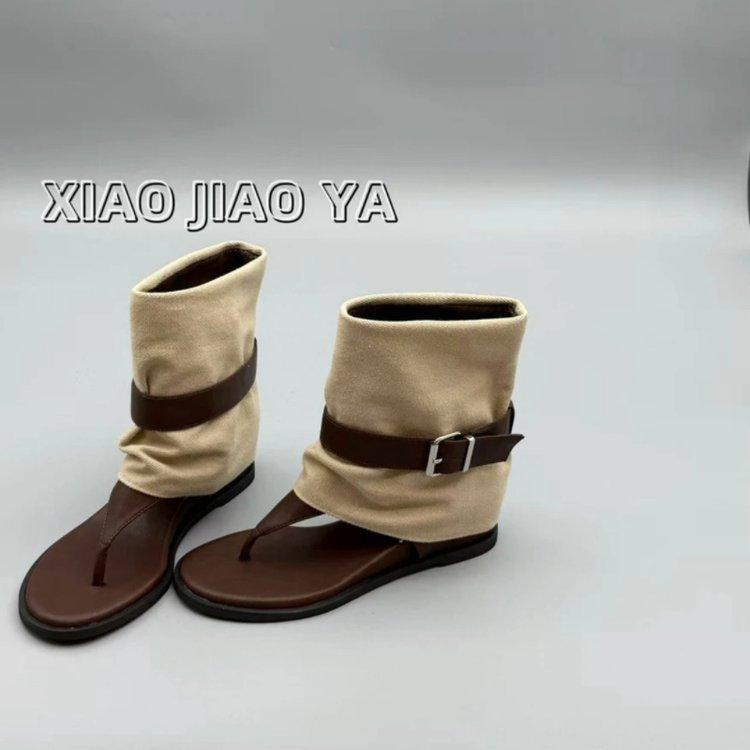 Cool boots Roman style toe casual cool boots cover boots 2025 summer new inner height increase casual trouser tube boots