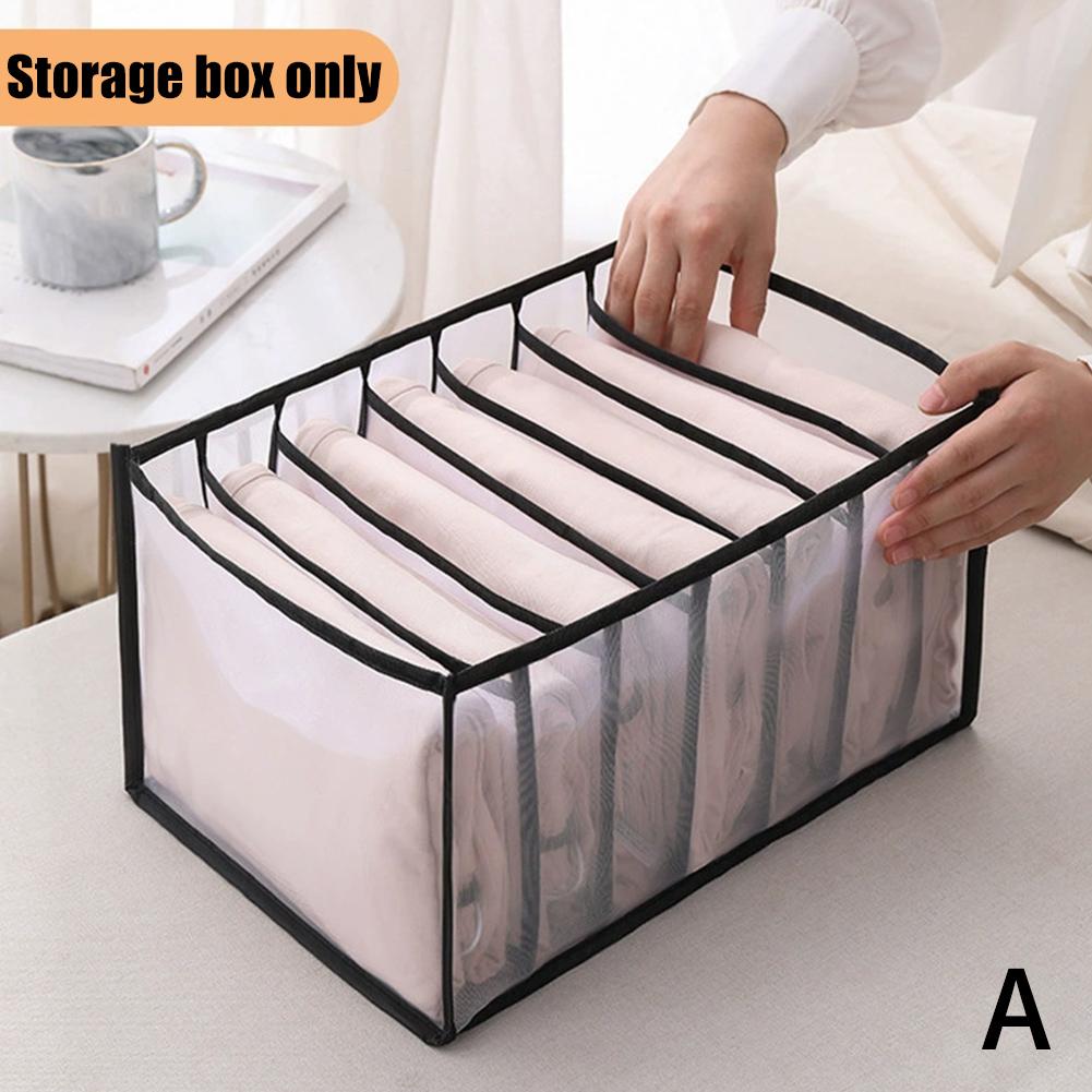 7/9 Grids Foldable Underwear Socks Organizer With Dividers Clothes Storage Box Breathable Mesh Bag For Wardrobe
