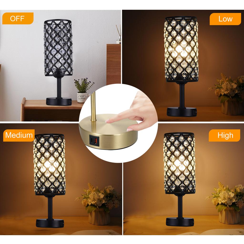2PCS Table Lamp LED Desk Lamp with Touch Control Dimmable 3  S of Brightness Adjustment Bedside Lamp Reading Lamp for Living Room Bedroom Restaura