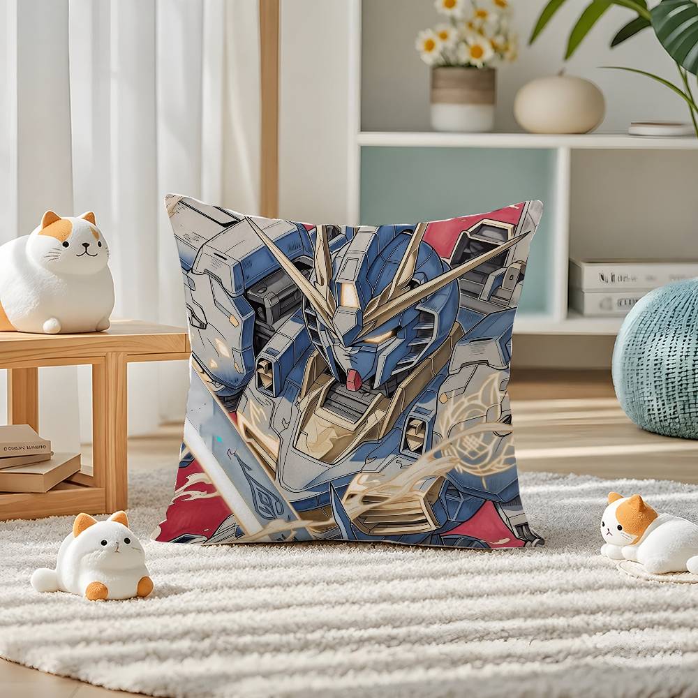 Mobile Suit Gundam Gundam Kyrios Anime Plush Pillow Cover Soft Short Plush Cushion Cover For Sofa Bedroom Home Decor Gift