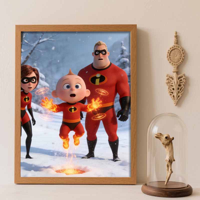 Disney Diamond Art Painting Kit 5D Diamond The Incredibles JackJack Painting Dot Art Gemstone Crystal Art Paint Diamond Home Wall Decor Round 20x30cm