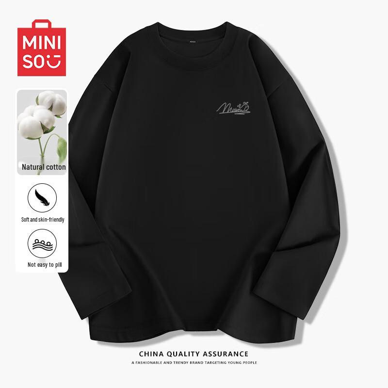 MINISO Men s Pure Cotton Long Sleeve Round Neck T-Shirt L