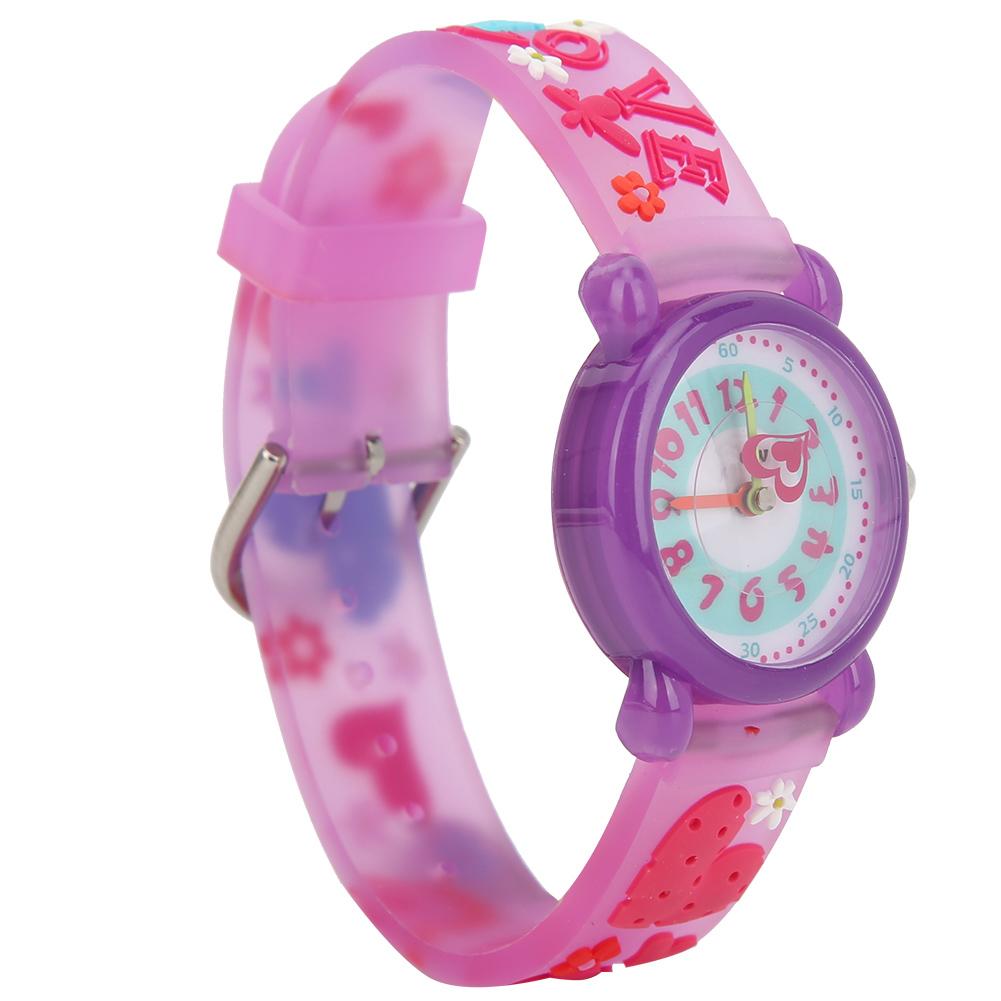 Children Cartoon Wrist Watch PVC Strap Waterproof Quartz Watch for Boys GirlsPurple