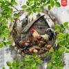 Vintage Round Metal Chicken Wall Art Farmhouse Kitchen Decor