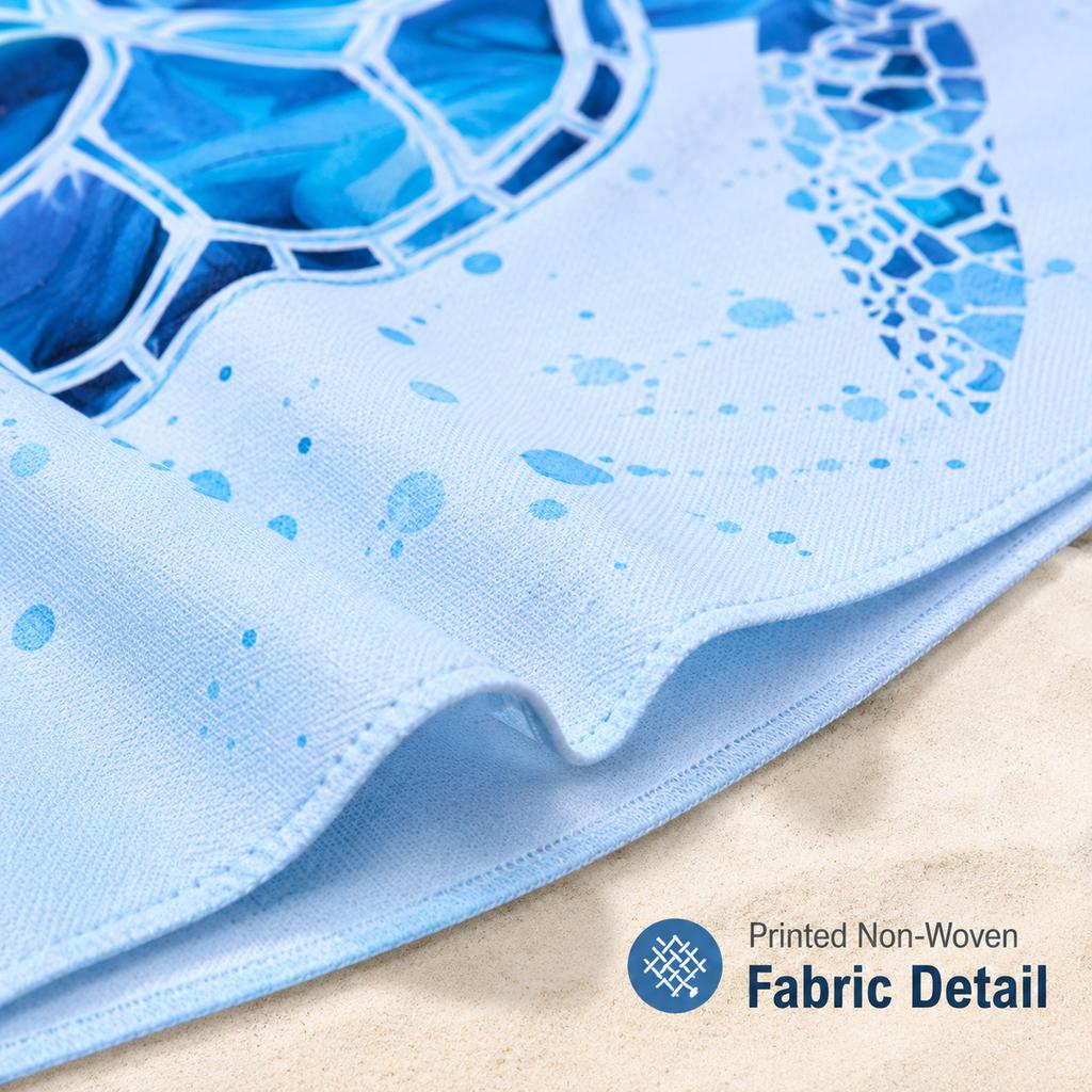 Blue Sea Turtle Beach Towel Flat Print Artistic Ocean Animal Quick Dry Bath Towel for Summer Vacation Pool Travel Gift
