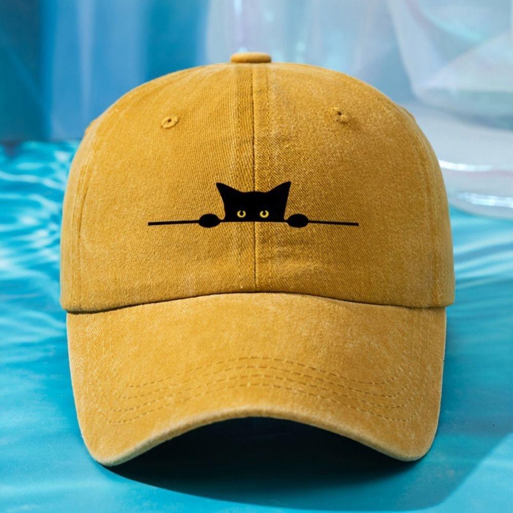 Washed Cotton Cat Embroidery Baseball Cap Baseball Hats Outdoor Activities Fishing Camping Parties