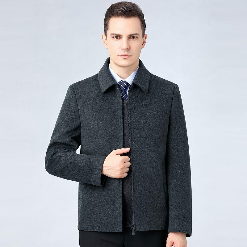 

Двустороннее шерстяное кашемировое пальто мужское, средней длины, с утолщенной шерстяной подкладкой на пуху, зимнее пальто для людей среднего возраста 195