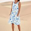 Print Dresses For Women Loose Beach Vacation Casual Sleeveless Sundresses With Pockets Tank Dress