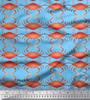 Soimoi Beige Japan Crepe Satin Fabric Crabs Ocean Print Fabric by the metre 42 Inch