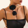 Collana a Choker con Cinturino Floreale e Rosa Tridimensionale Set di Collane Lunghe Camelia Francese Per Donna