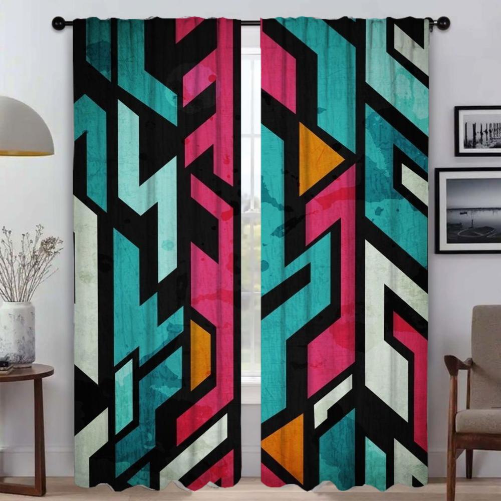 

Кухонные шторы для гостиной, занавески с красочным узором, перегородки, украшения на Хэллоуин, домашний интерьер, шторы, 2 шт. W50xH70cmx2pcs-CL