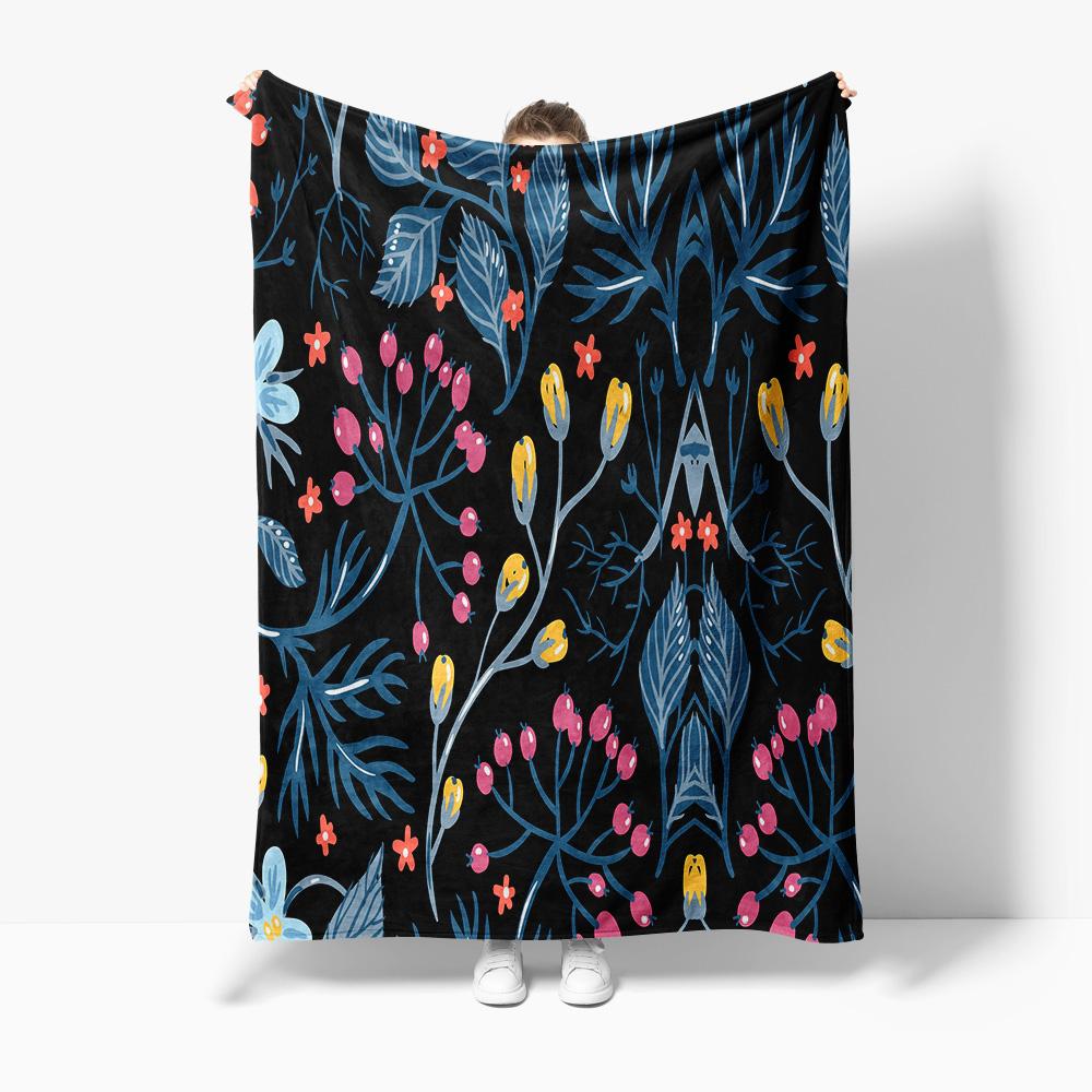 

Watercolor Floral Fleece Blanket Soft Warm Throw Blanket for Kids Girls Teen Girls Decorative Bed Sofa Cushion Gift 75x100cm