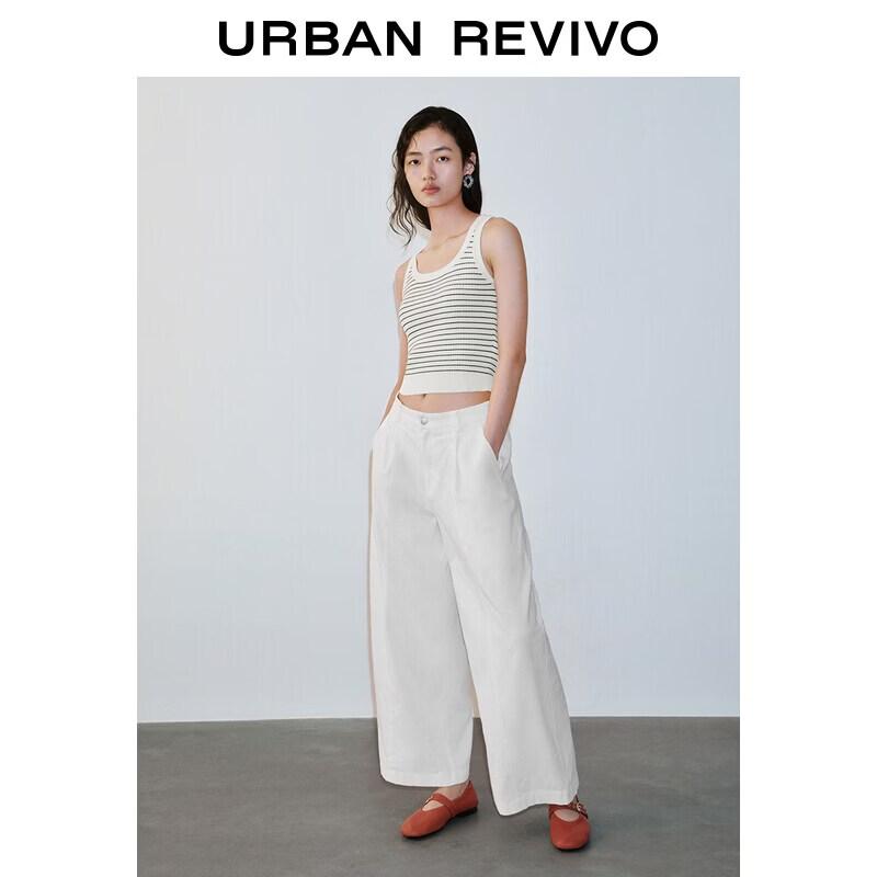 UR2026 Women s Striped Sleeveless U-Neck Knit Top S