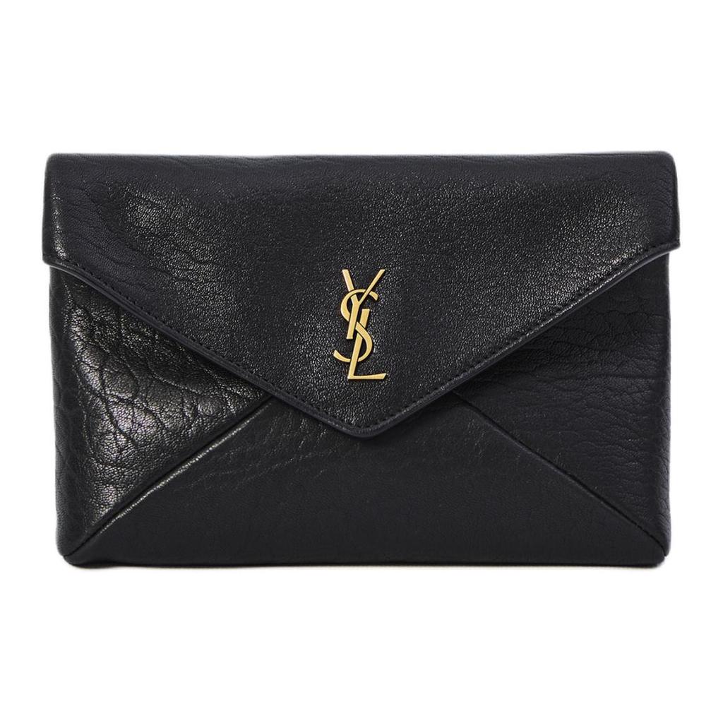 Saint Laurent Ysl Cassandre Logo Chain Shoulder Strap Lambskin Envelope Crossbody Bag Women bags Black 847638-AACYT-1000