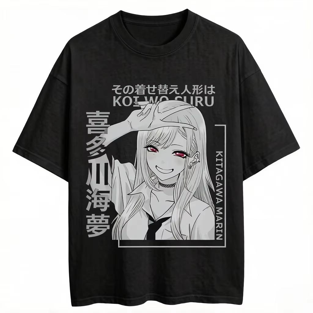 Summer Hot Sale New My Dress-Up Darling Kitagawa Marin Anime T-Shirt Unisex Harajuku Hip Hop T-Shirt Cotton Gothic Round Tshirt