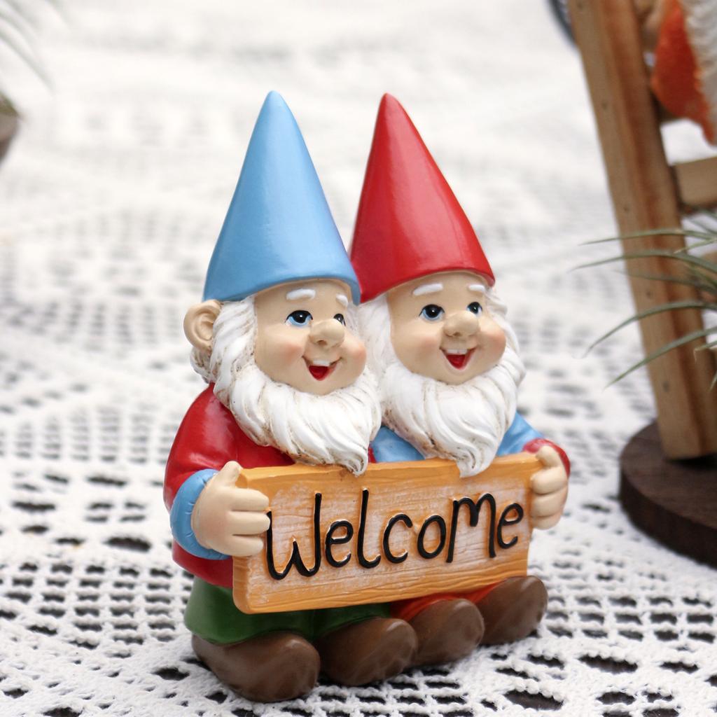 1 Dwarf Holding Welcome Sign Ornament, Creative Garden/home Decoration Ornament, Resin Handicraft
