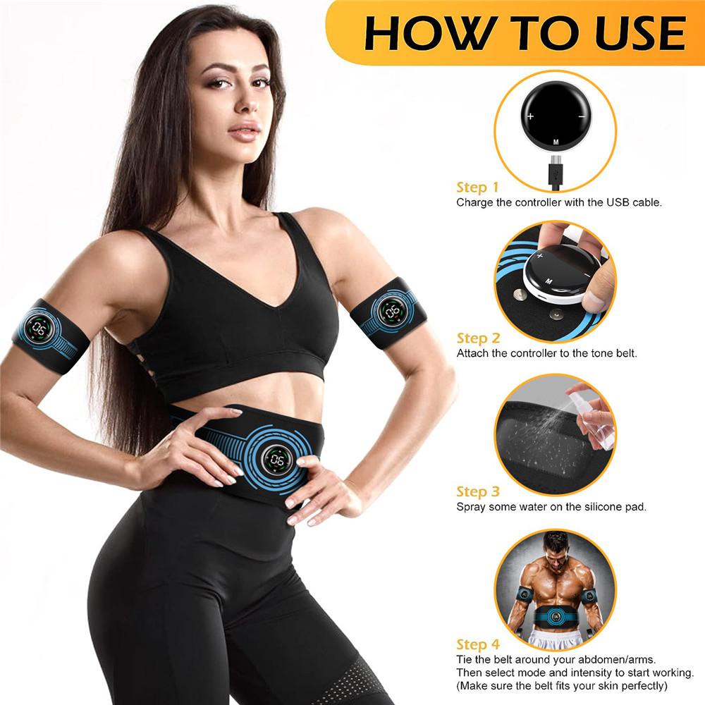EMS Abdominal Toning Belt Muscle Stimulator Abs Stimulator Trainer Muscle Toner Home Gym Fitness Training Lose Weight Fat Burn