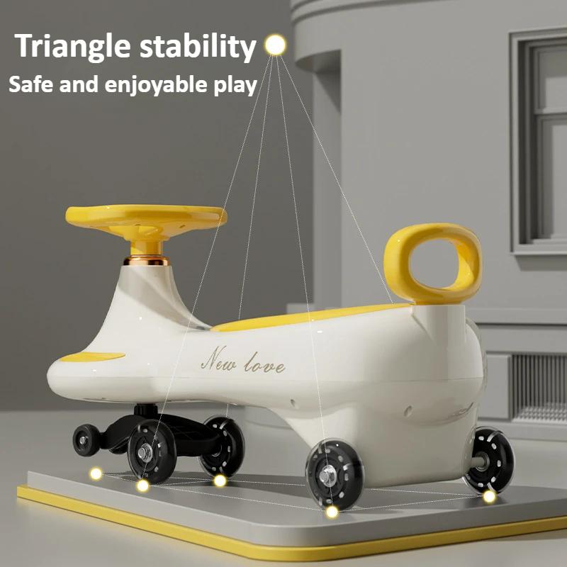 Cute Kids Swing Wiggle Car Anti-Tip Universal Wheel Sliding Car with Music Lighting Children Outdoor Interactive Ride on Toy