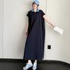 Summer Loose Cotton Polo Collar Dress - Elegant Casual Long Skirt