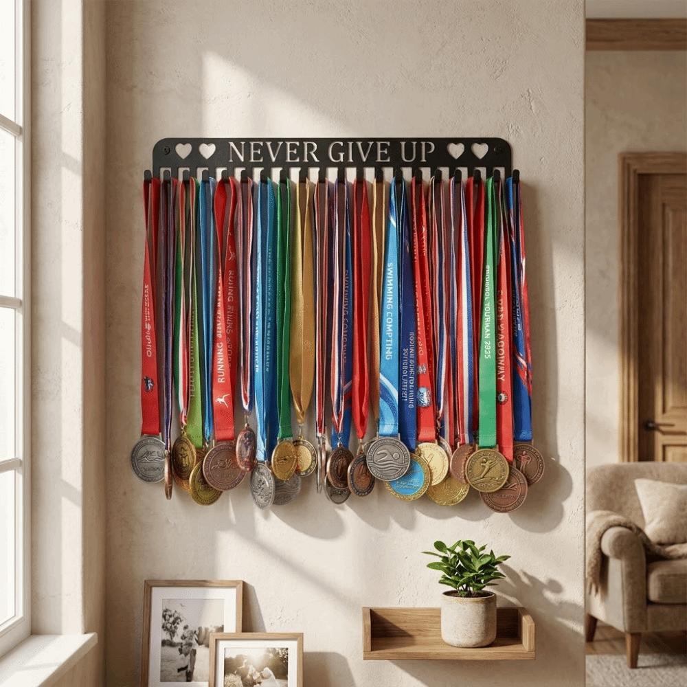 20 Hooks Medal Display Rack Sturdy Medal Hook Wall Decor Award Hanger Holder Sports Award
