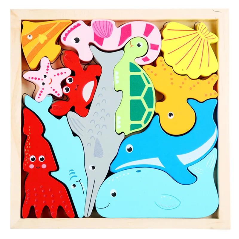 

1pc 16.6cm/6.54in Kids Wooden 3D Puzzle Animal Fruit and Vegetable Matching Puzzles Game for Children Educational Toys