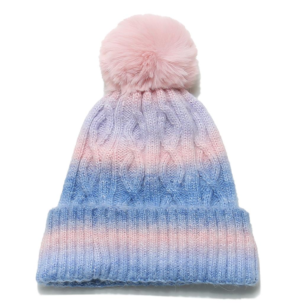 Winter Hat Children's Winter New Velvet Thermal Cap Tie-dyeing Gradual Change Color Wool Hat Pullover Hat Knitted Hat